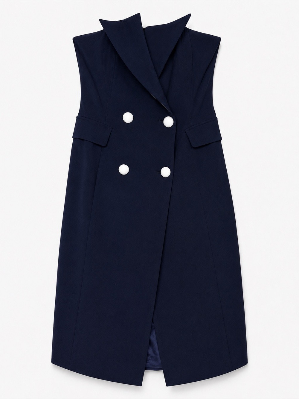 ASILIO Don’t Blank Dress Navy Strapless Tuxedo Midi US 4 NWT - Picture 3 of 9